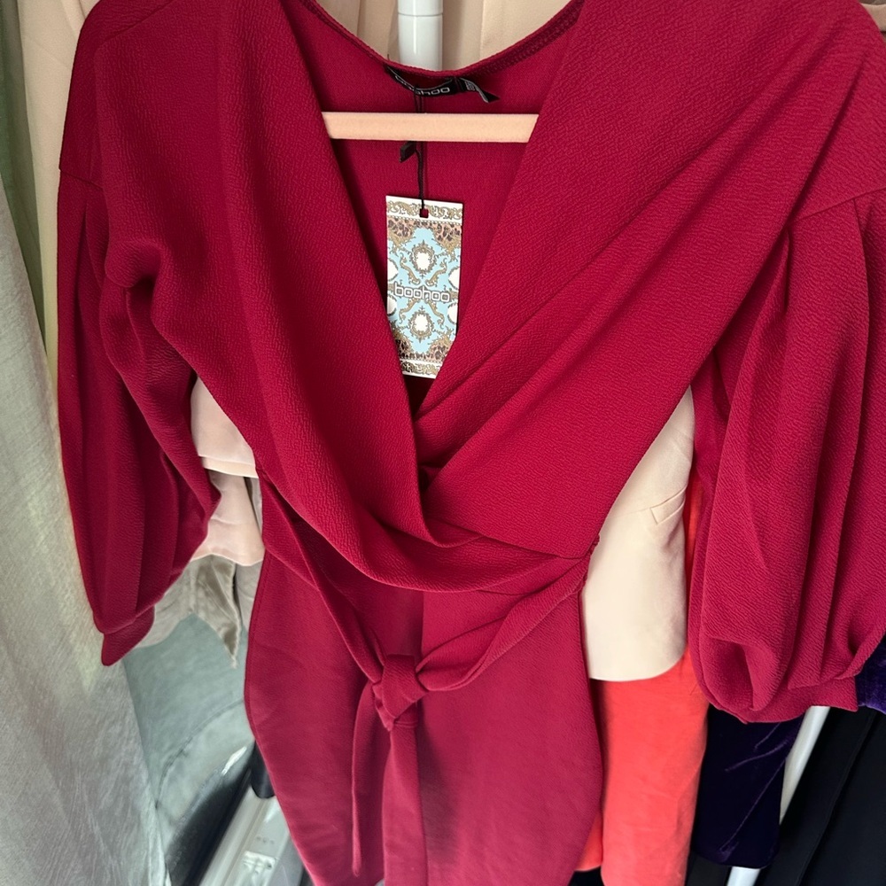 Boohoo Red Wrap Dress